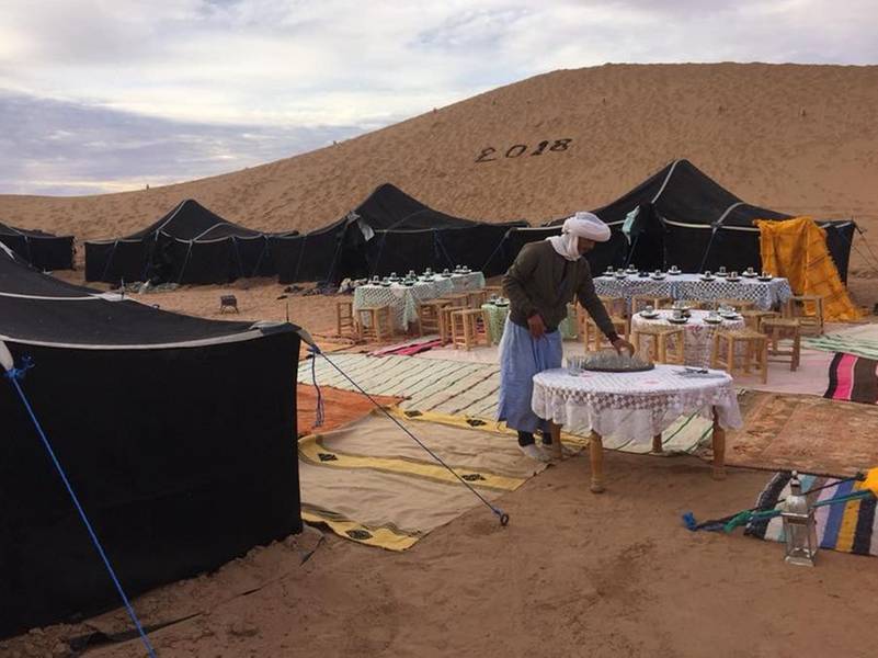 The camp in Erg Lihoudi, Morocco.